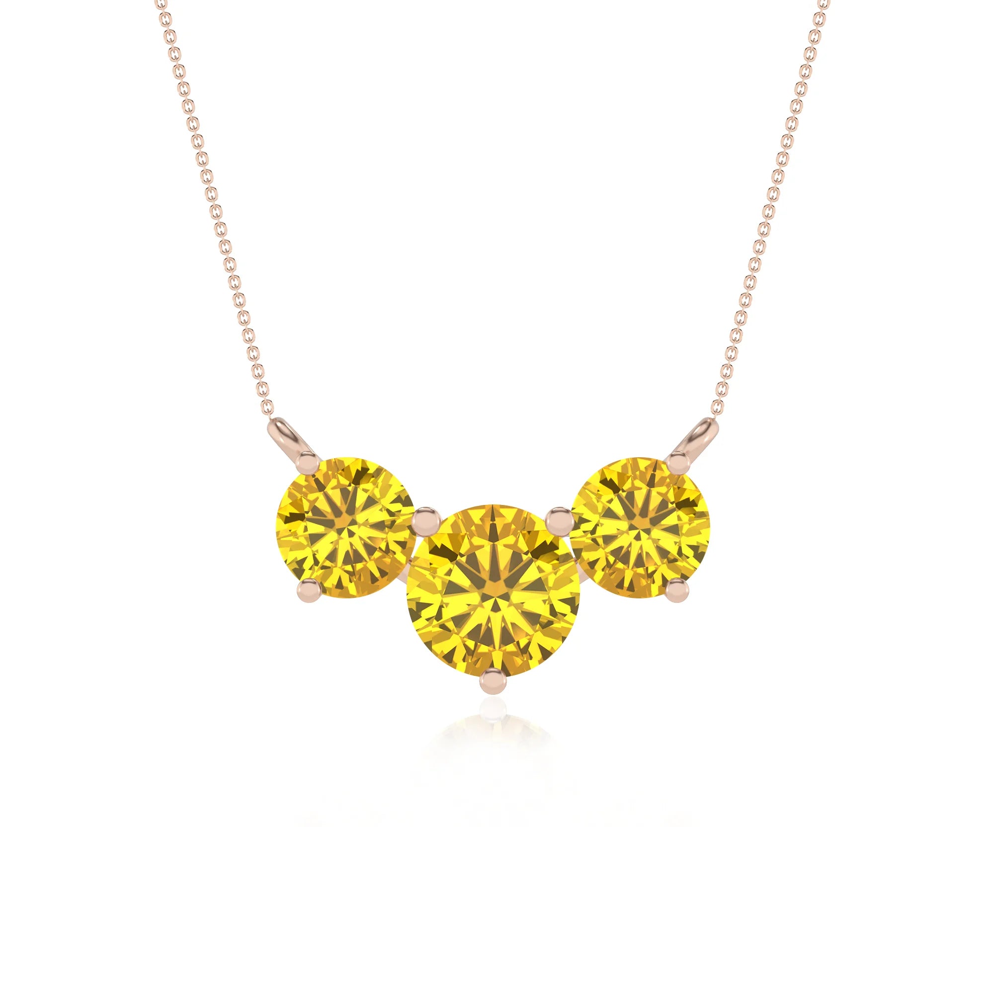 lab grown yellow-sapphire round solitaire v-bale necklaces in rose gold 