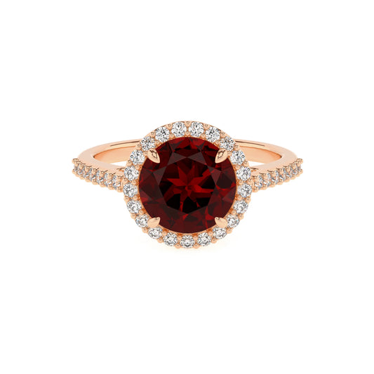 natural garnet round solitaire rings in rose gold 