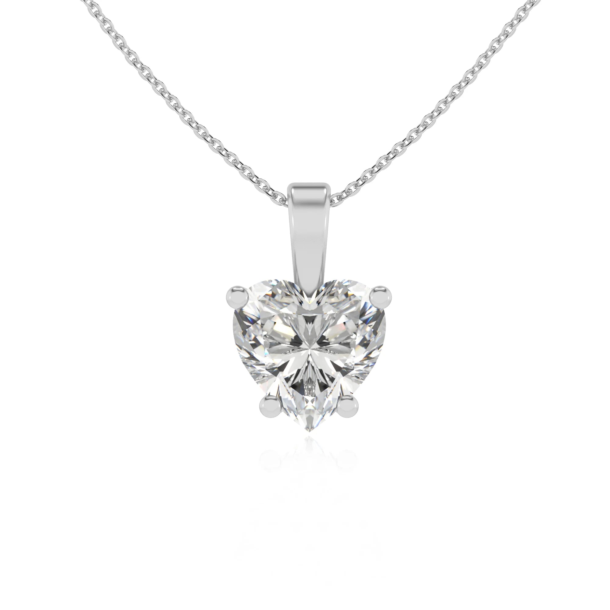 lab grown moissanite heart solitaire necklaces in platinum 
