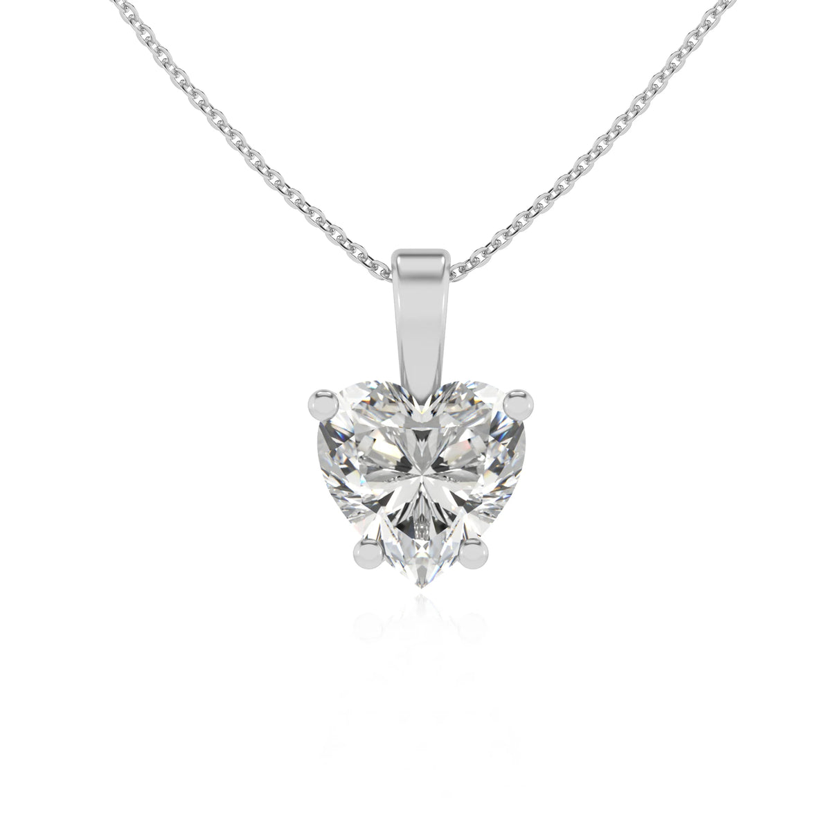 lab grown moissanite heart solitaire necklaces in platinum 