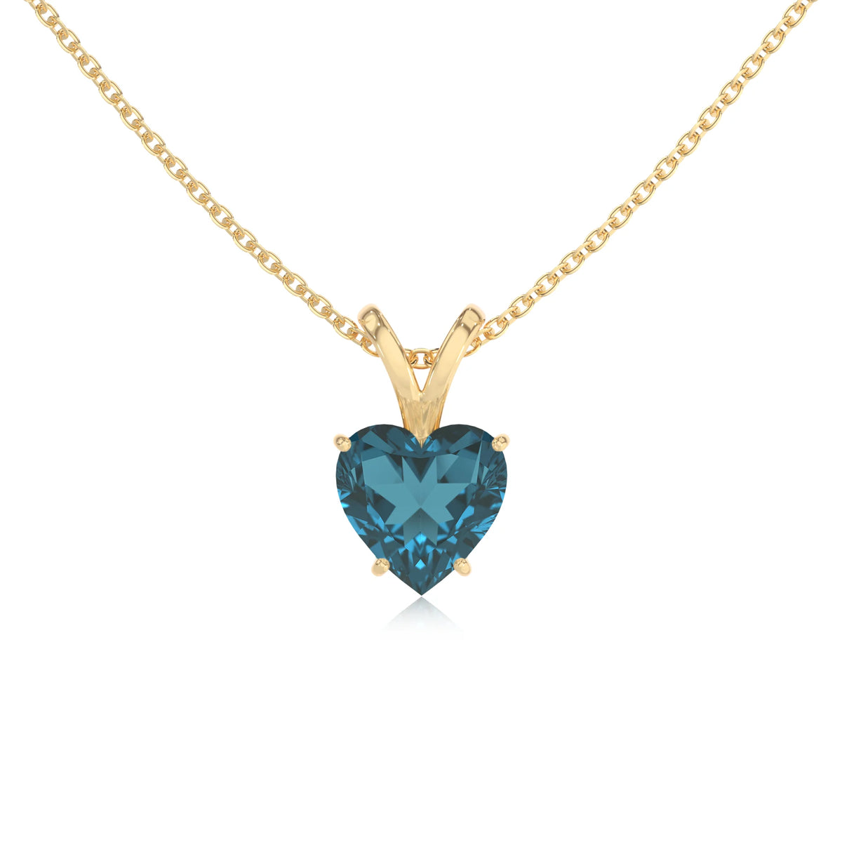 natural london-blue-topaz heart solitaire v-bale necklaces in yellow gold 