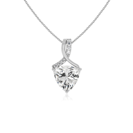 lab grown moissanite trillion solitaire necklaces in platinum 