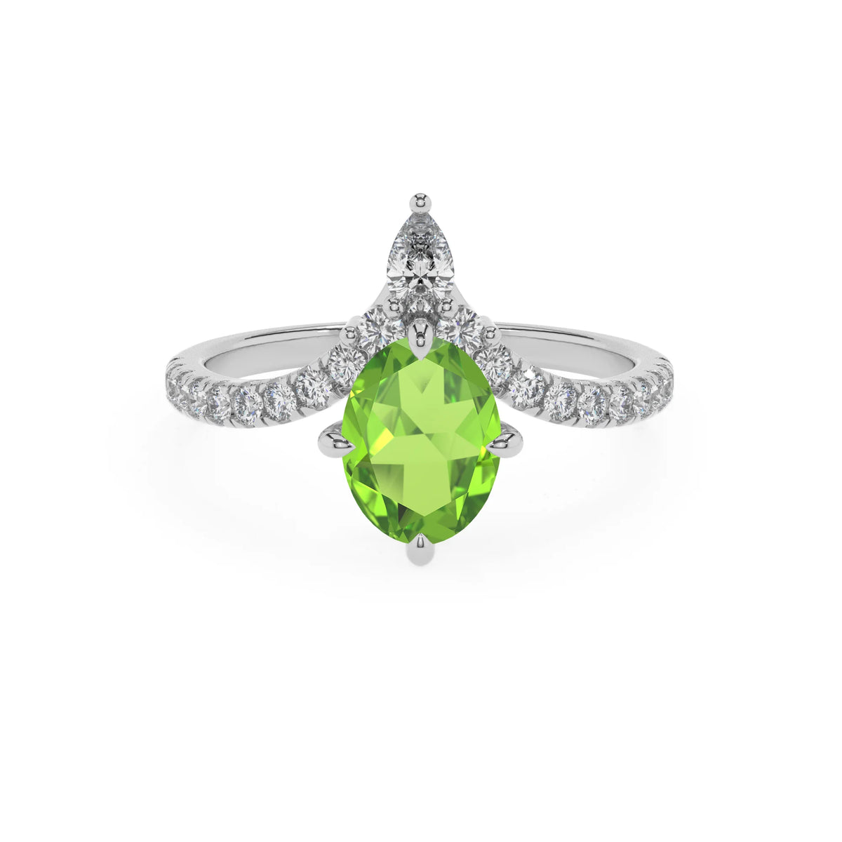 natural peridot oval solitaire rings in sterling silver 