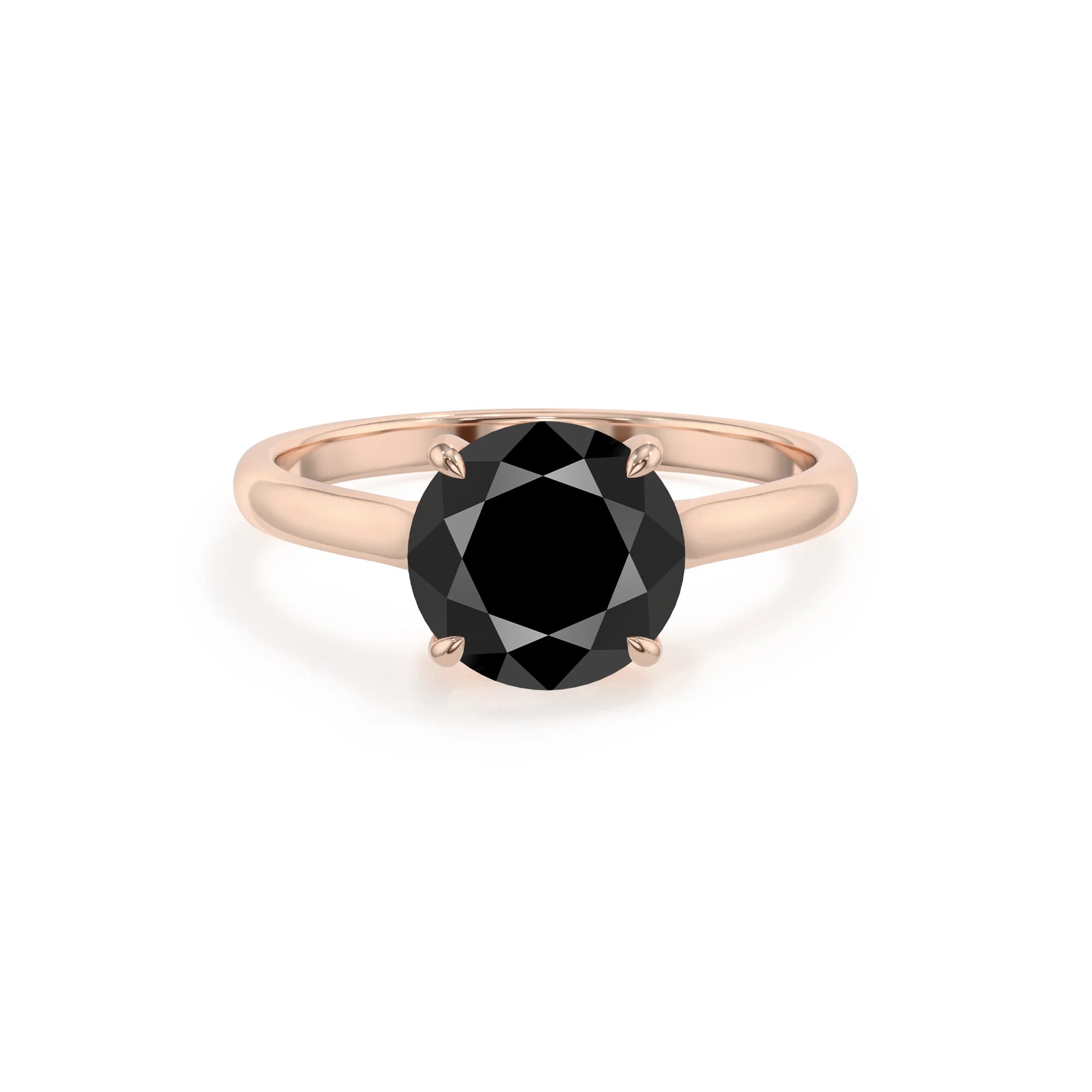 natural black-onyx round solitaire rings in rose gold 