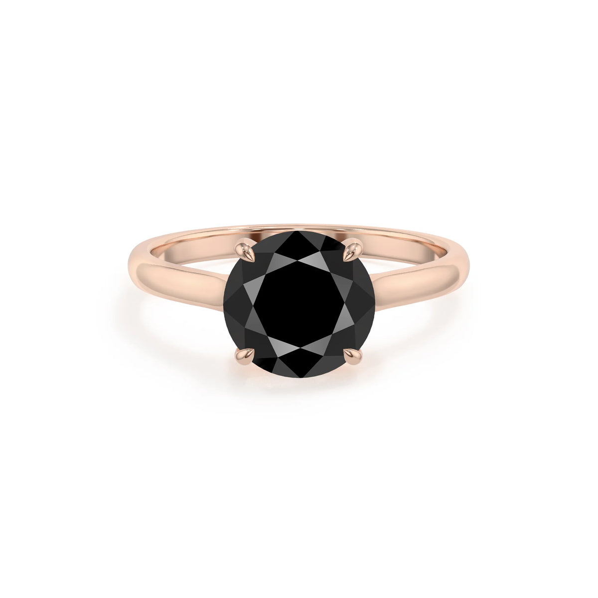 natural black-onyx round solitaire rings in rose gold 