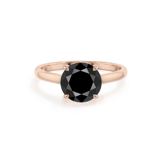 natural black-onyx round solitaire rings in rose gold 