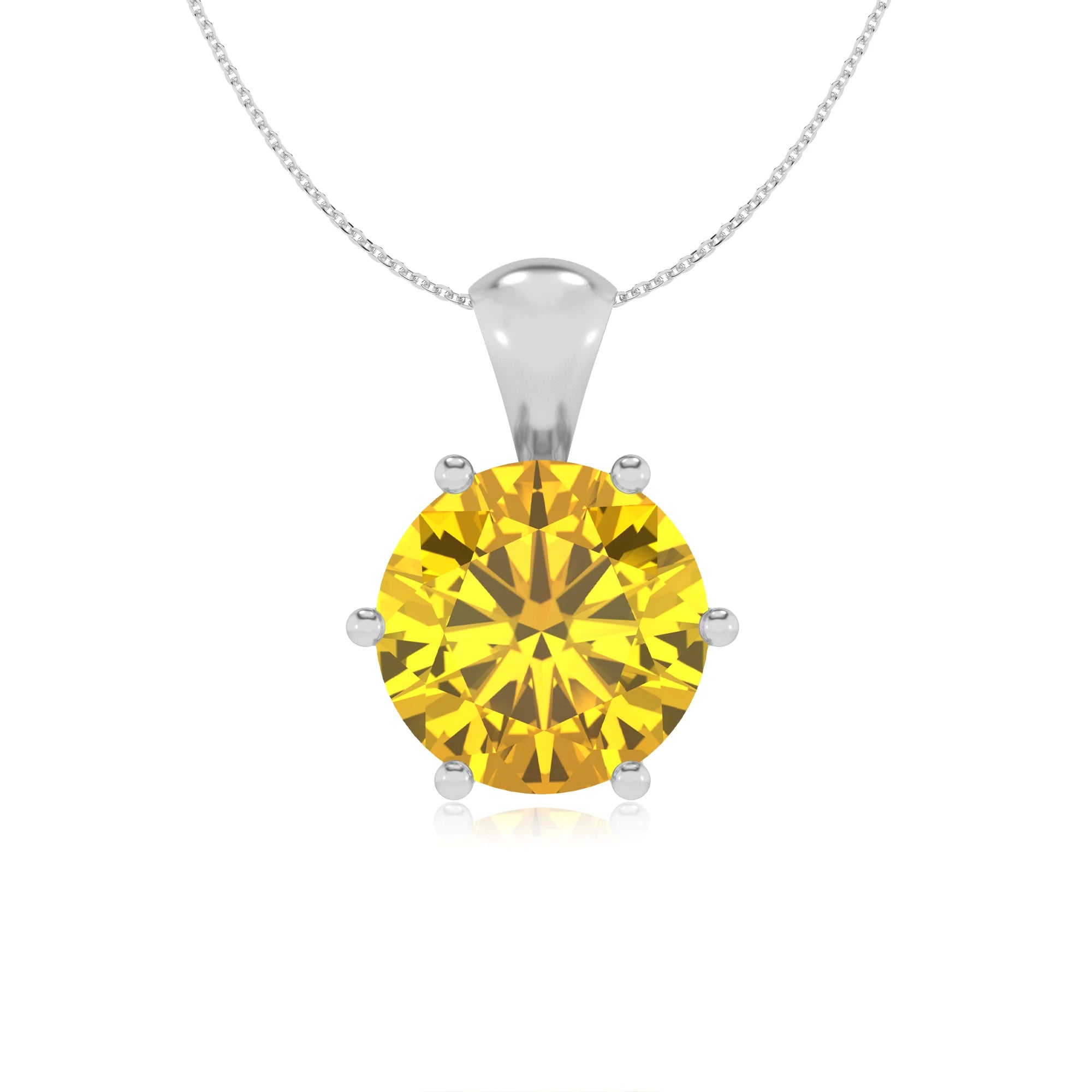 lab grown yellow-sapphire round solitaire necklaces in platinum 
