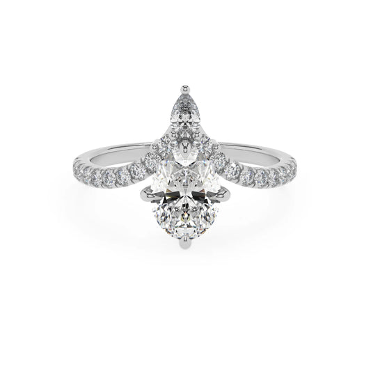 lab grown moissanite oval solitaire rings in platinum 