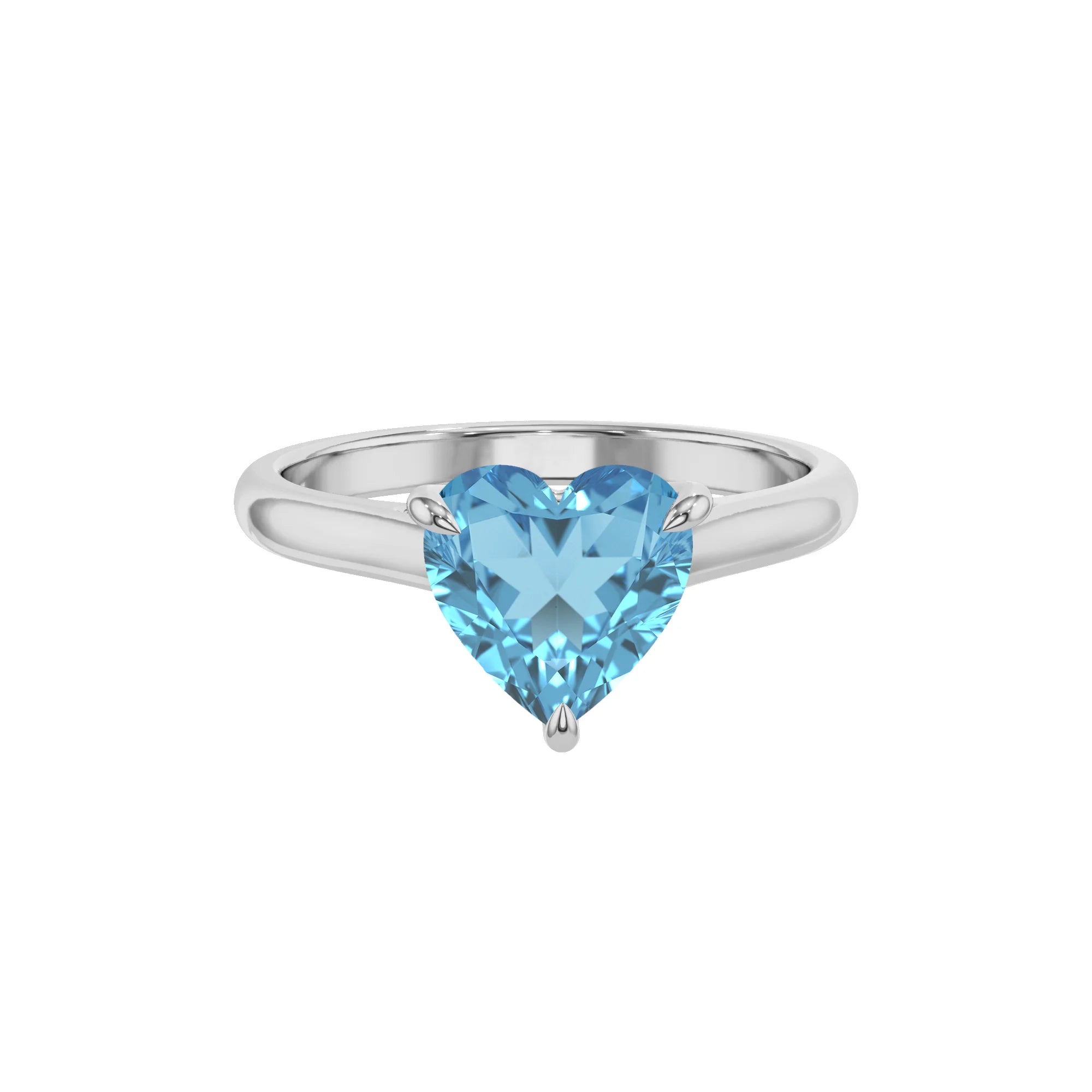 natural swiss-blue-topaz heart solitaire rings in sterling silver 