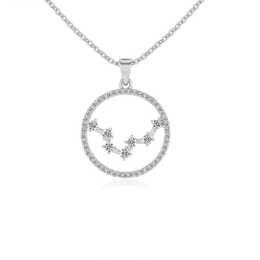 lab grown moissanite round necklaces in white gold 