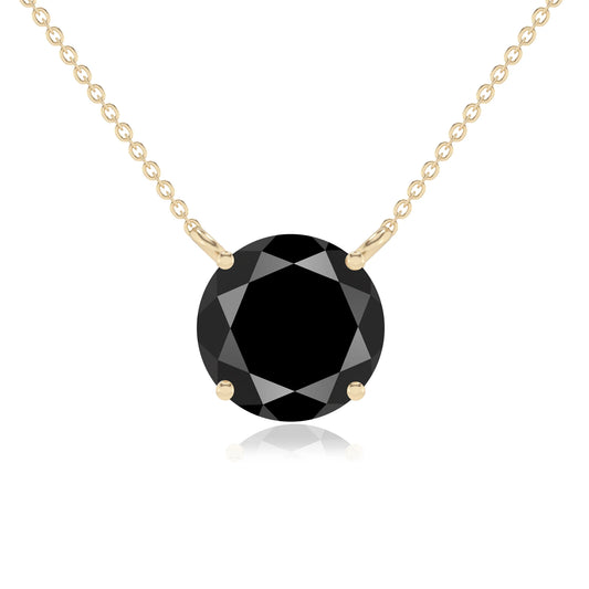 natural black-onyx round solitaire necklaces in yellow gold 