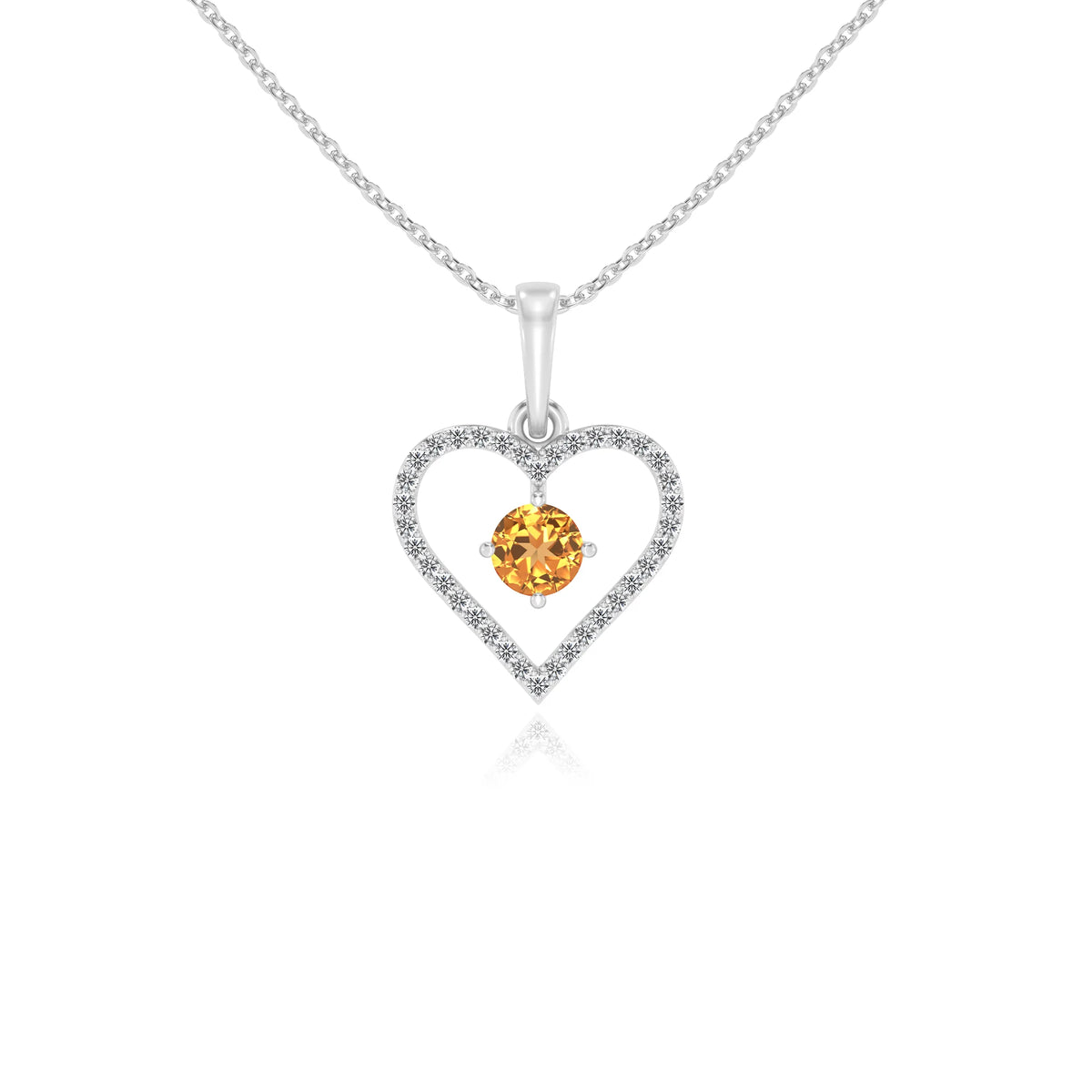 lab grown citrine round infinity necklaces in sterling silver 