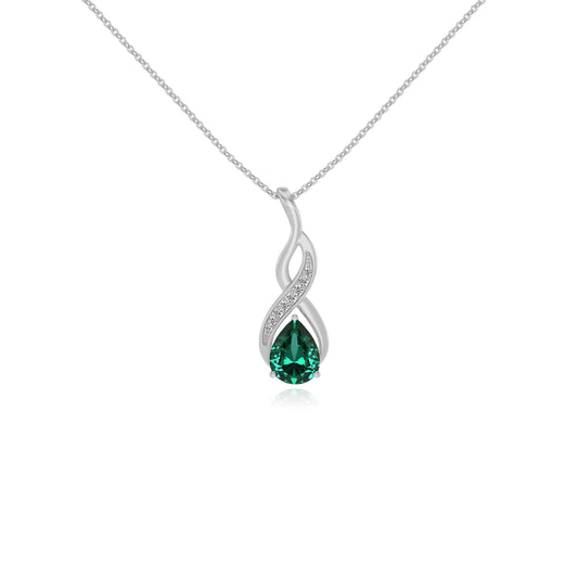 lab grown emerald pear solitaire necklaces in platinum 