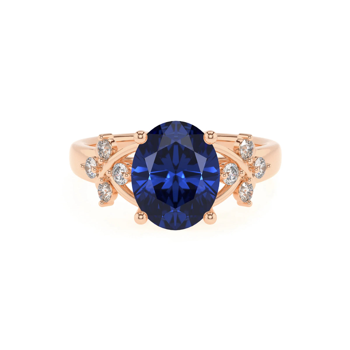 lab grown blue-sapphire oval solitaire rings in rose gold 