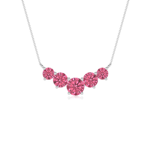 lab grown pink-tourmaline round bar necklaces in sterling silver 