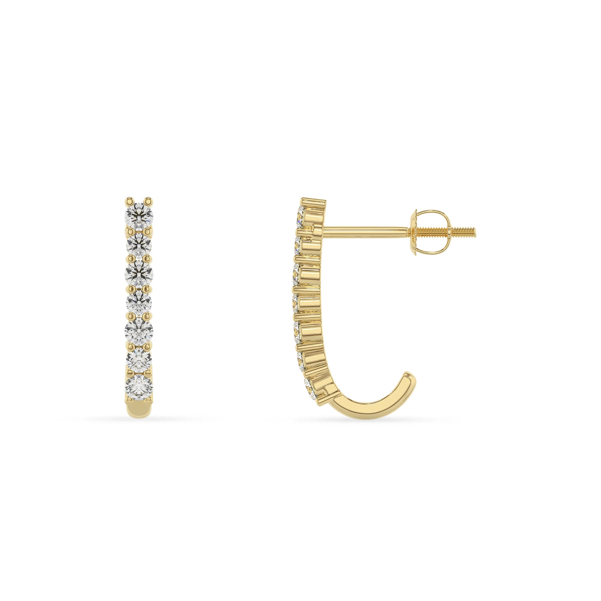 lab grown diamond round hoop earrings in yellow gold 
