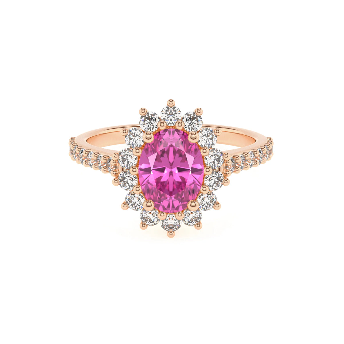 lab grown pink-sapphire oval solitaire rings in rose gold 