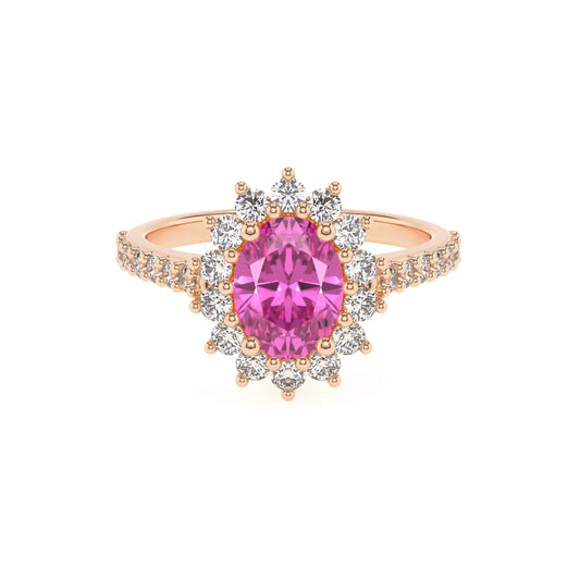 lab grown pink-sapphire oval solitaire rings in rose gold 