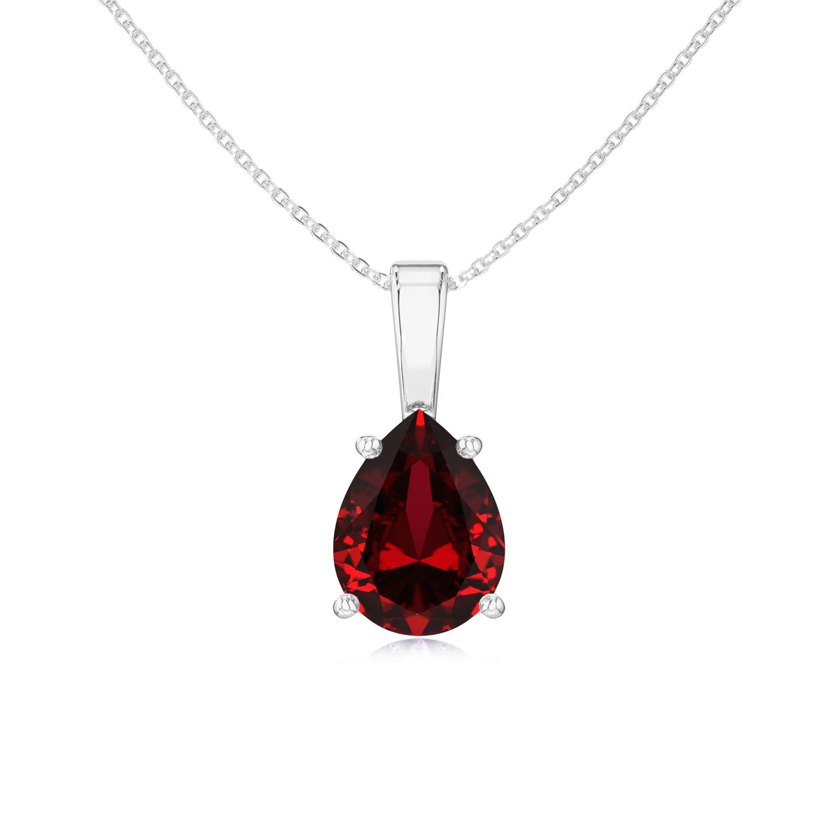 lab grown ruby pear solitaire necklaces in platinum 
