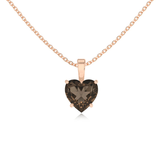 natural smoky-quartz heart solitaire necklaces in rose gold 