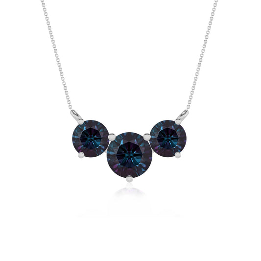 lab grown alexandrite round solitaire v-bale necklaces in white gold 