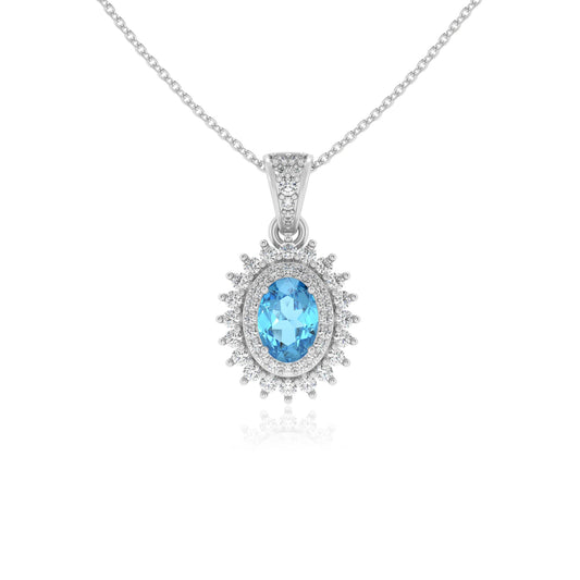 natural swiss-blue-topaz oval halo necklaces in sterling silver 