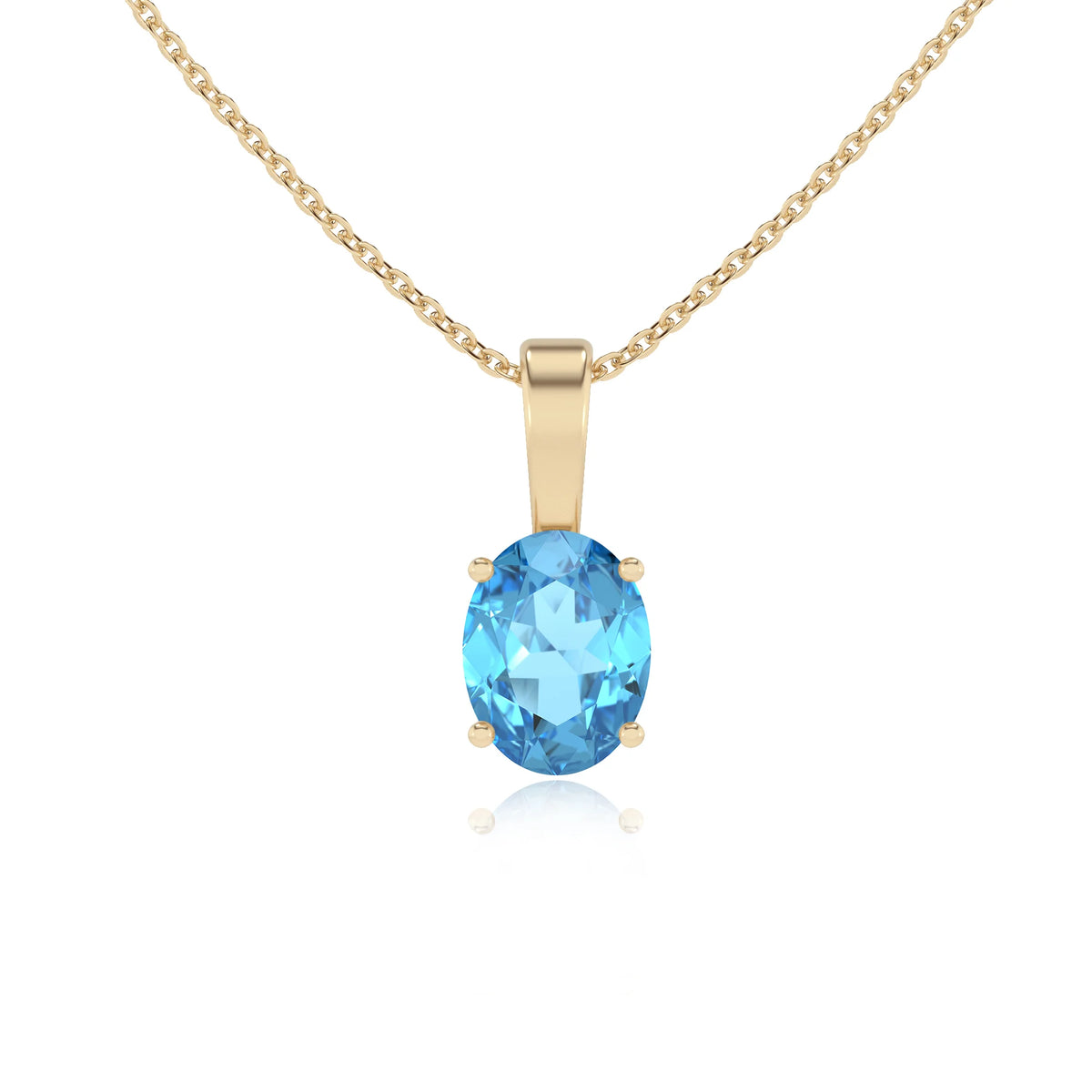 natural swiss-blue-topaz oval solitaire necklaces in yellow gold 