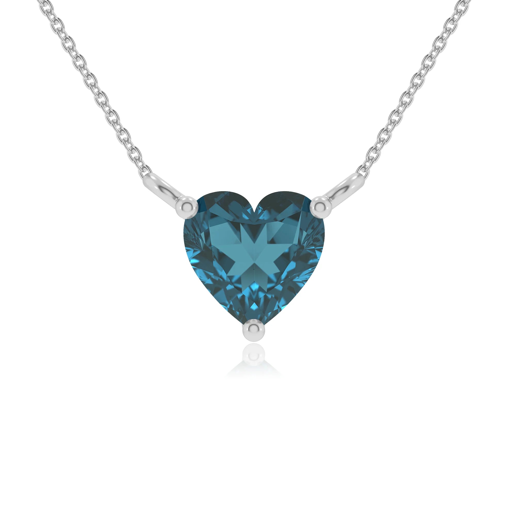 natural london-blue-topaz heart solitaire necklaces in platinum 