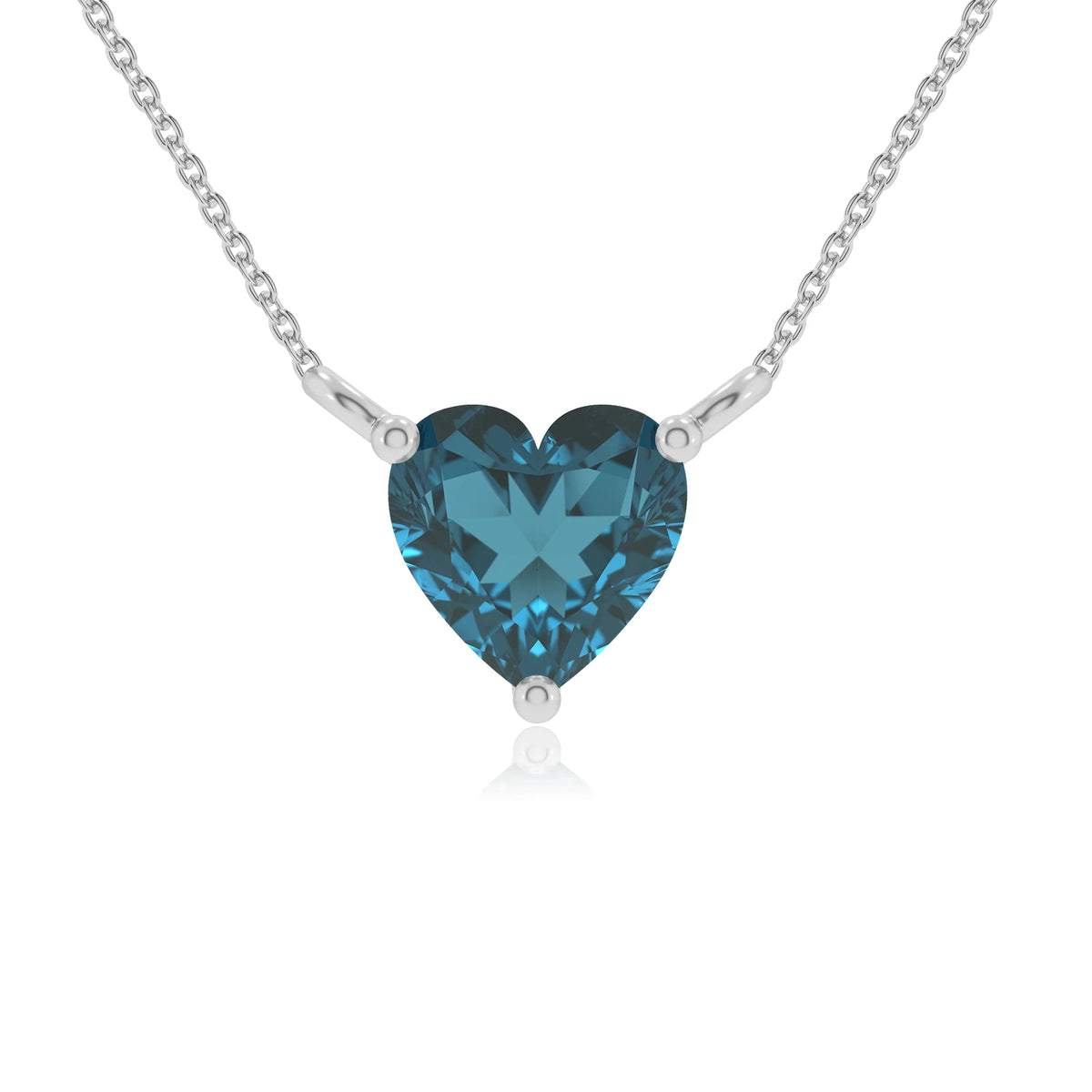 natural london-blue-topaz heart solitaire necklaces in platinum 