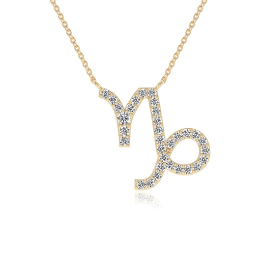 lab grown moissanite round necklaces in yellow gold 