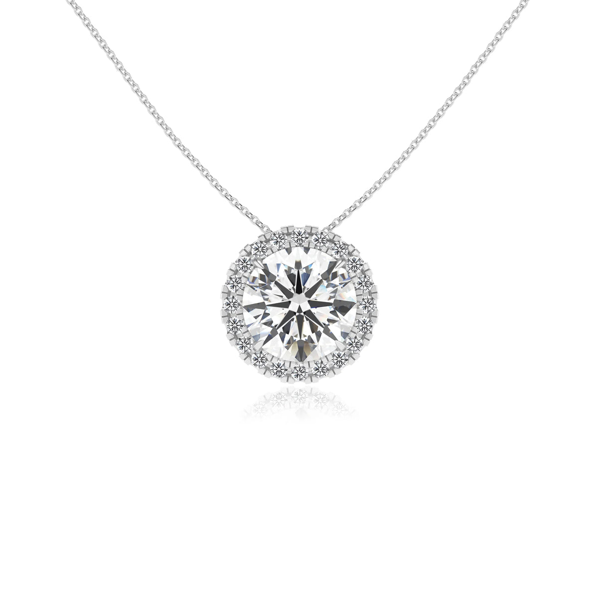 lab grown moissanite round solitaire necklaces in platinum 