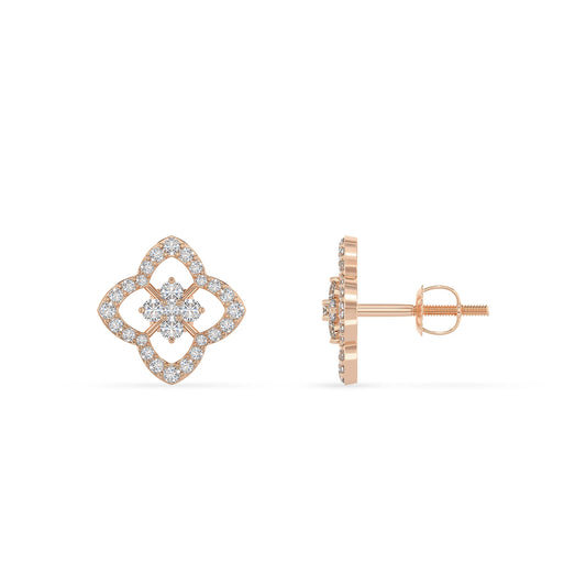 lab grown moissanite round stud earrings in rose gold 
