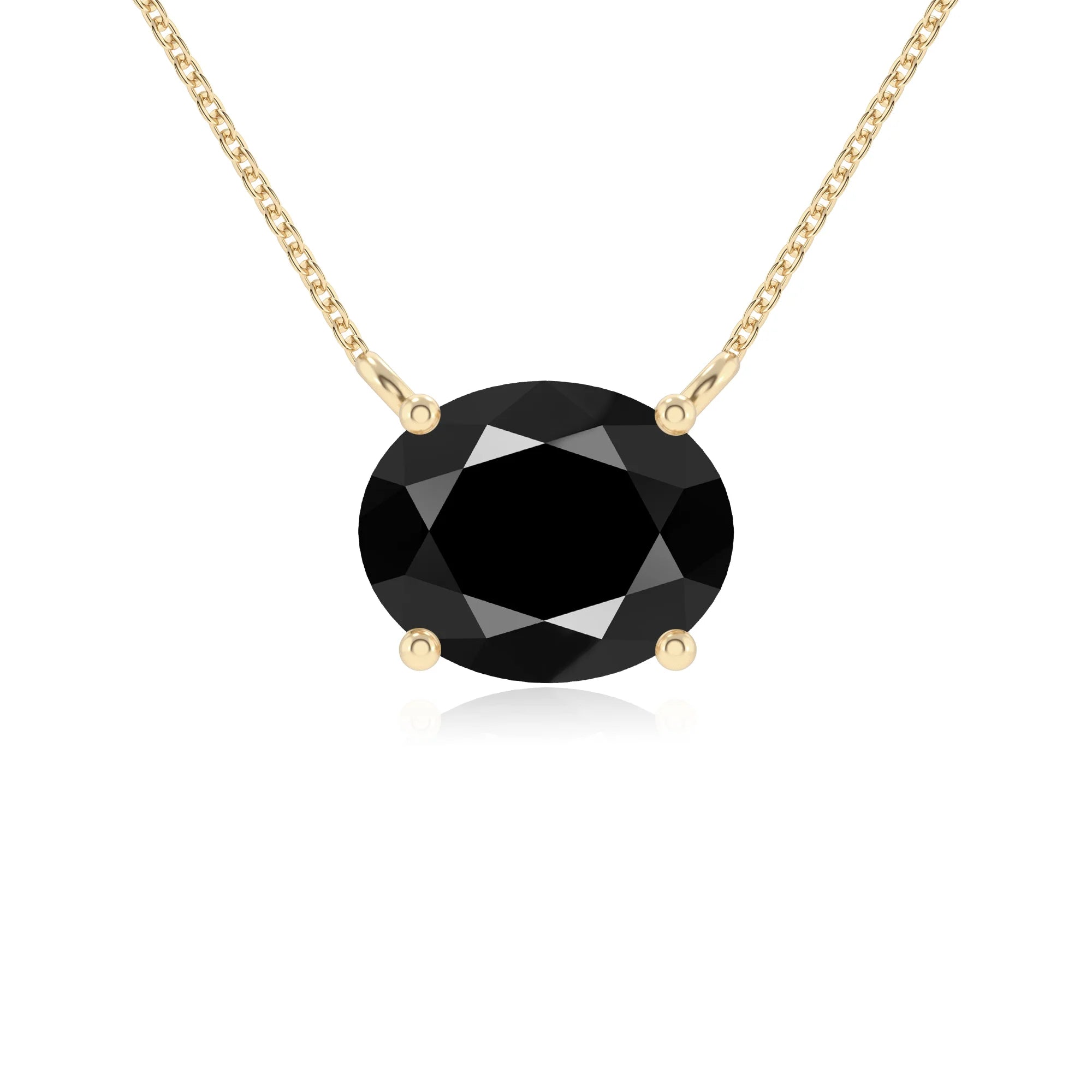natural black-onyx oval solitaire necklaces in yellow gold 