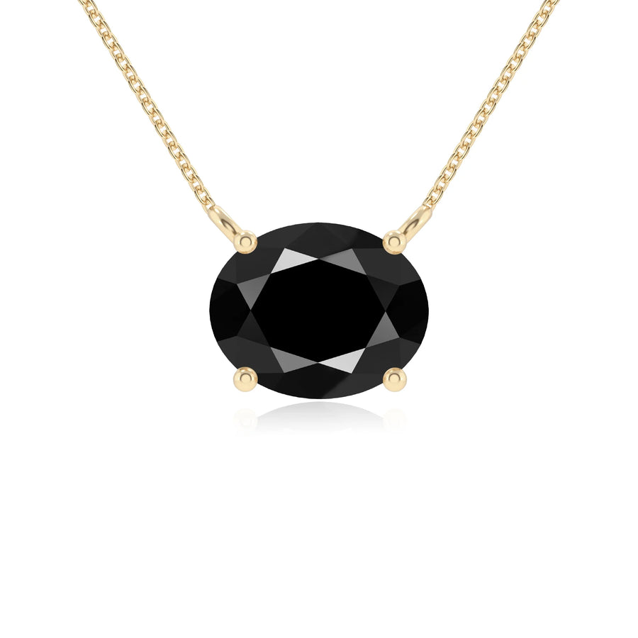 natural black-onyx oval solitaire necklaces in yellow gold 