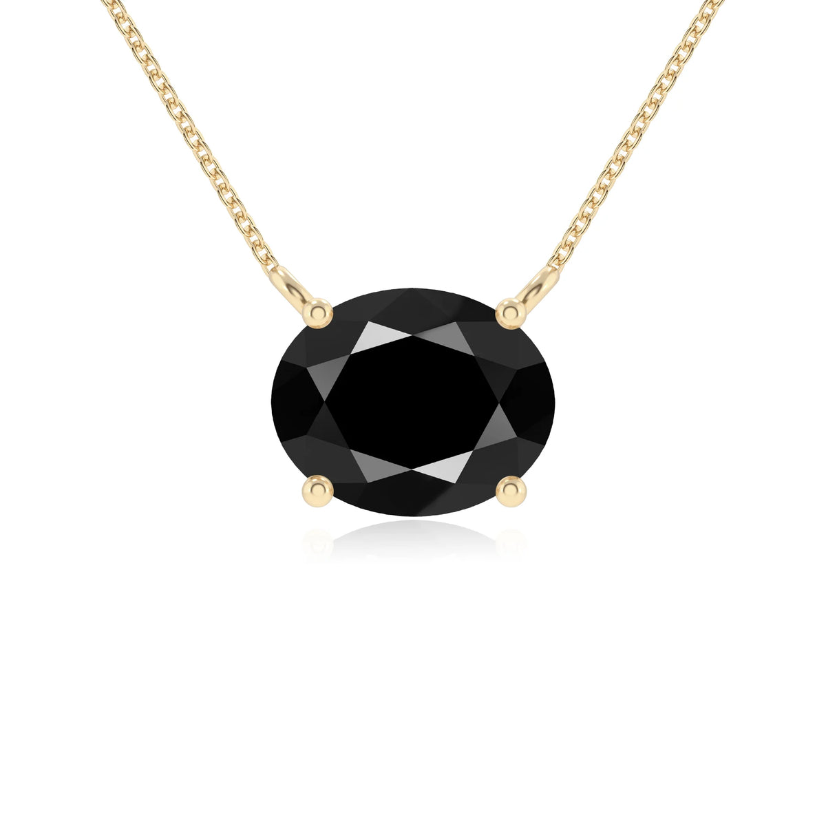natural black-onyx oval solitaire necklaces in yellow gold 
