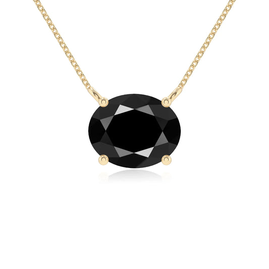natural black-onyx oval solitaire necklaces in yellow gold 