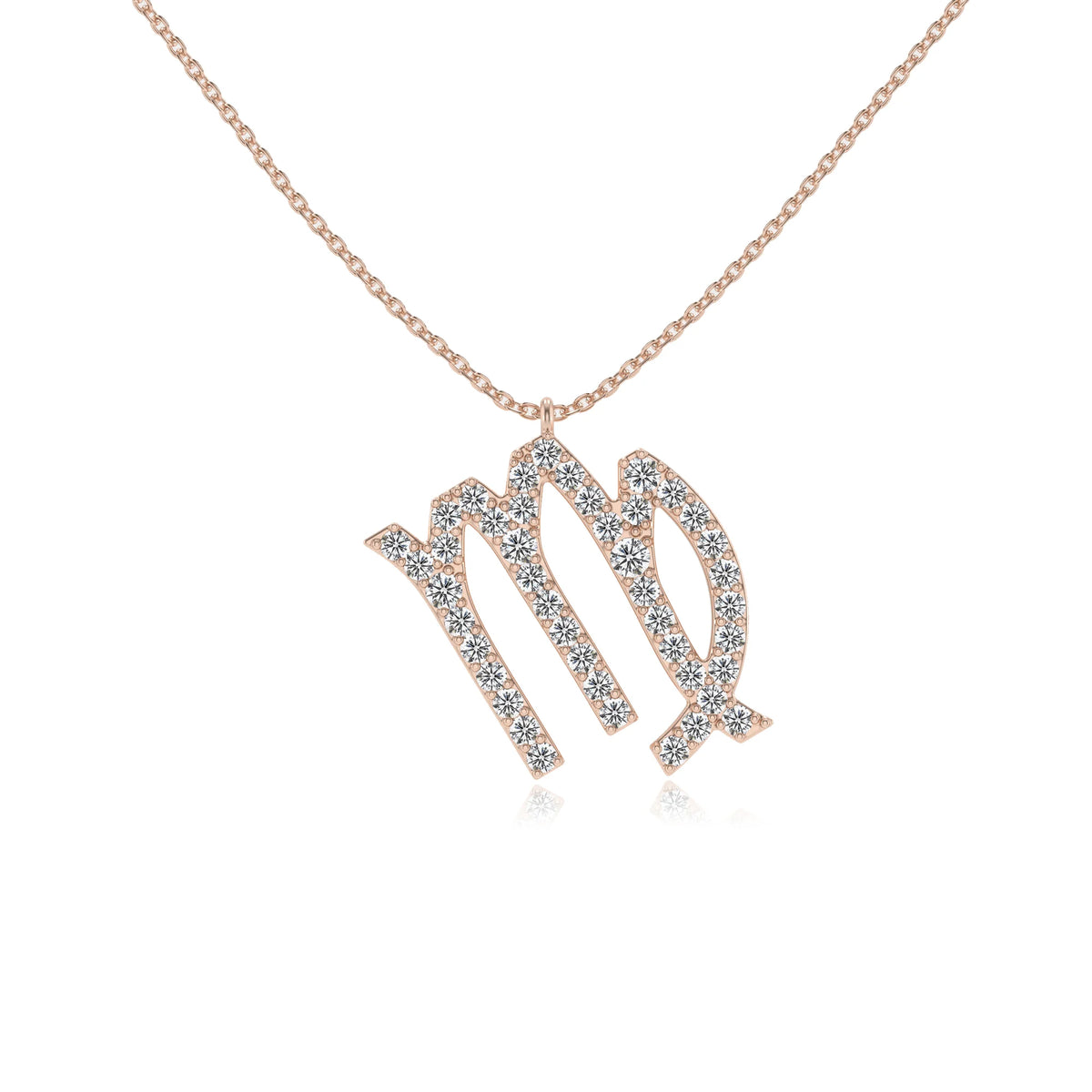 lab grown moissanite round necklaces in rose gold 