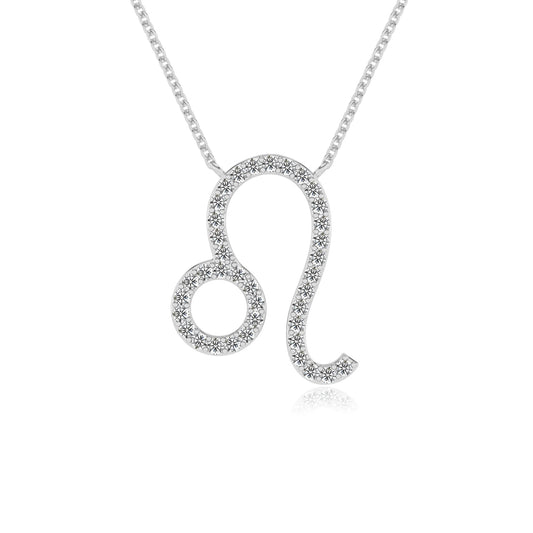 lab grown moissanite round necklaces in white gold 