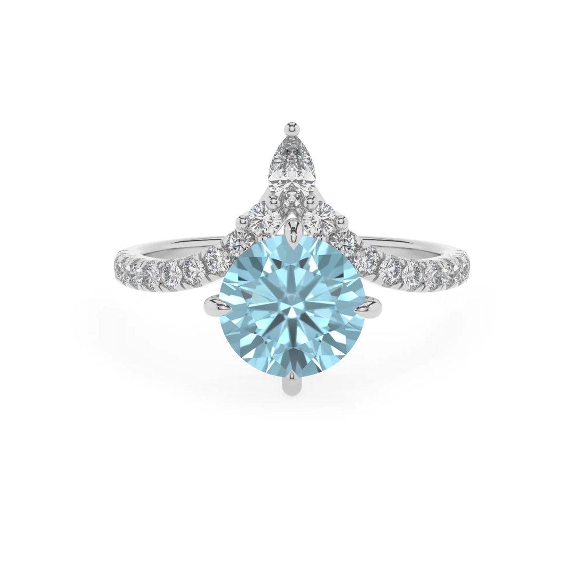 lab grown aquamarine round solitaire rings in sterling silver 