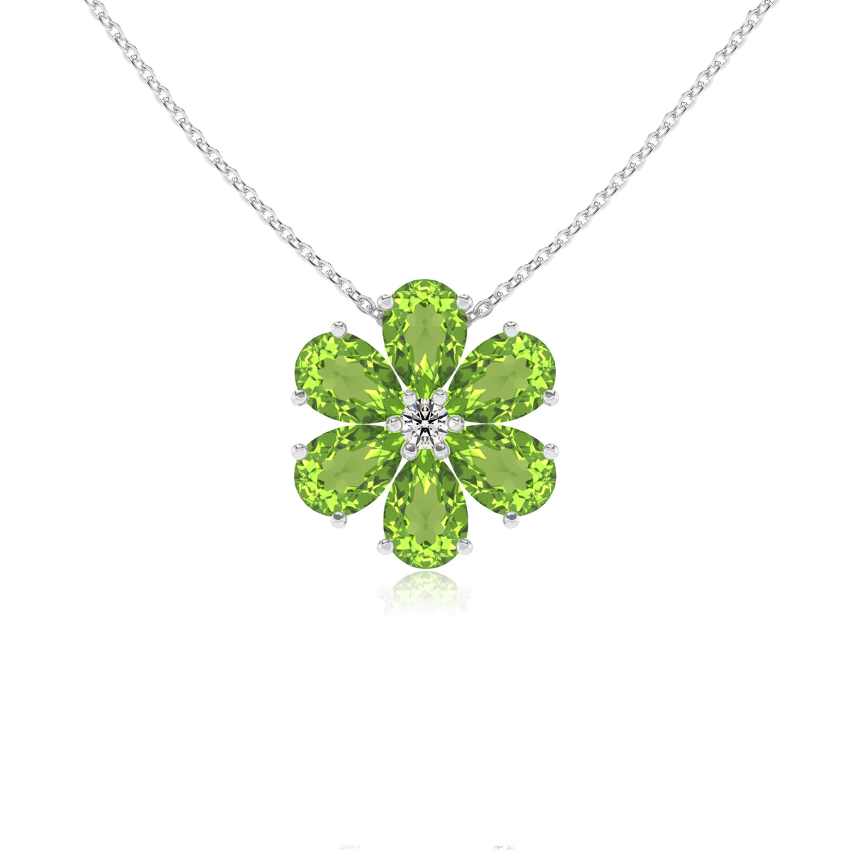 natural peridot pear solitaire necklaces in sterling silver 