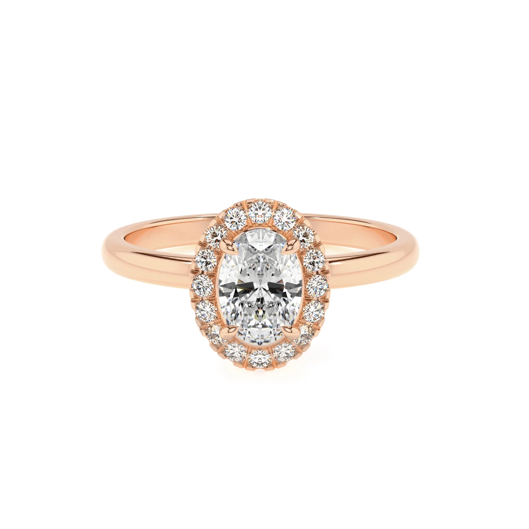 lab grown moissanite oval solitaire rings in rose gold 