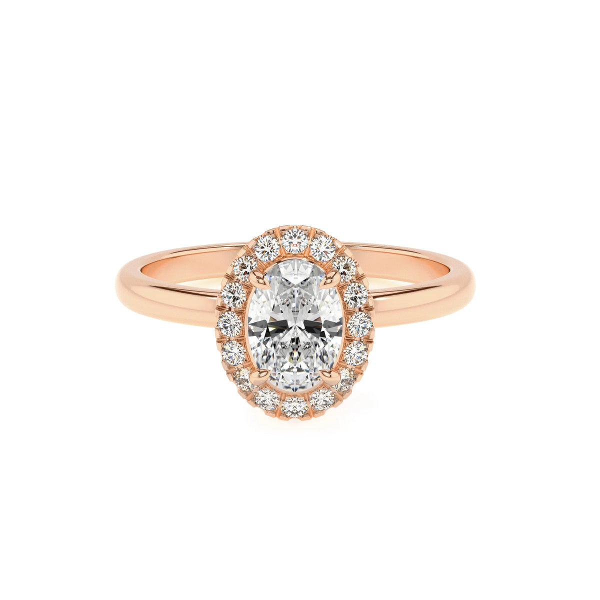 lab grown moissanite oval solitaire rings in rose gold 