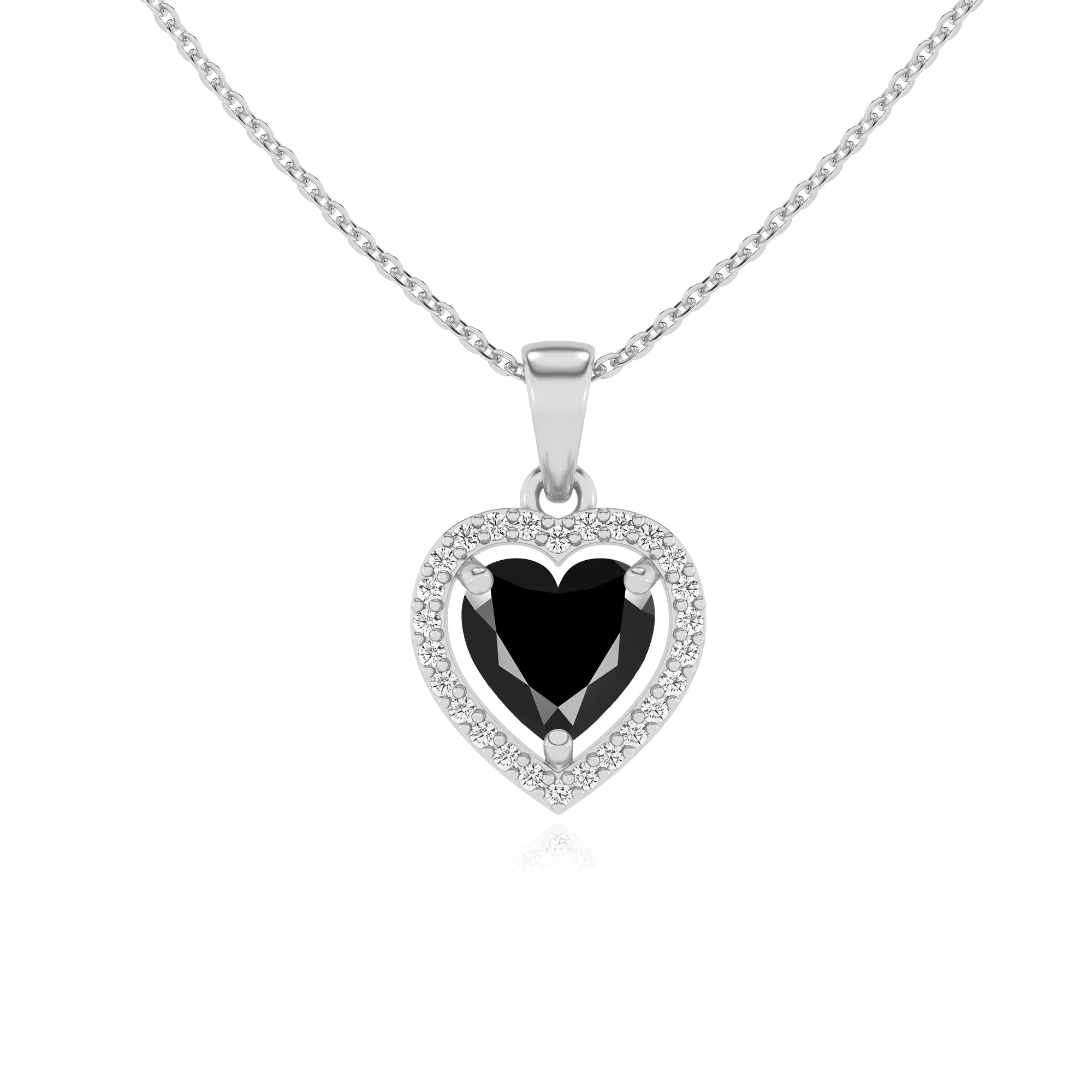 natural black-onyx heart solitaire necklaces in platinum 