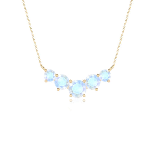 natural rainbow-moonstone round bar necklaces in yellow gold 