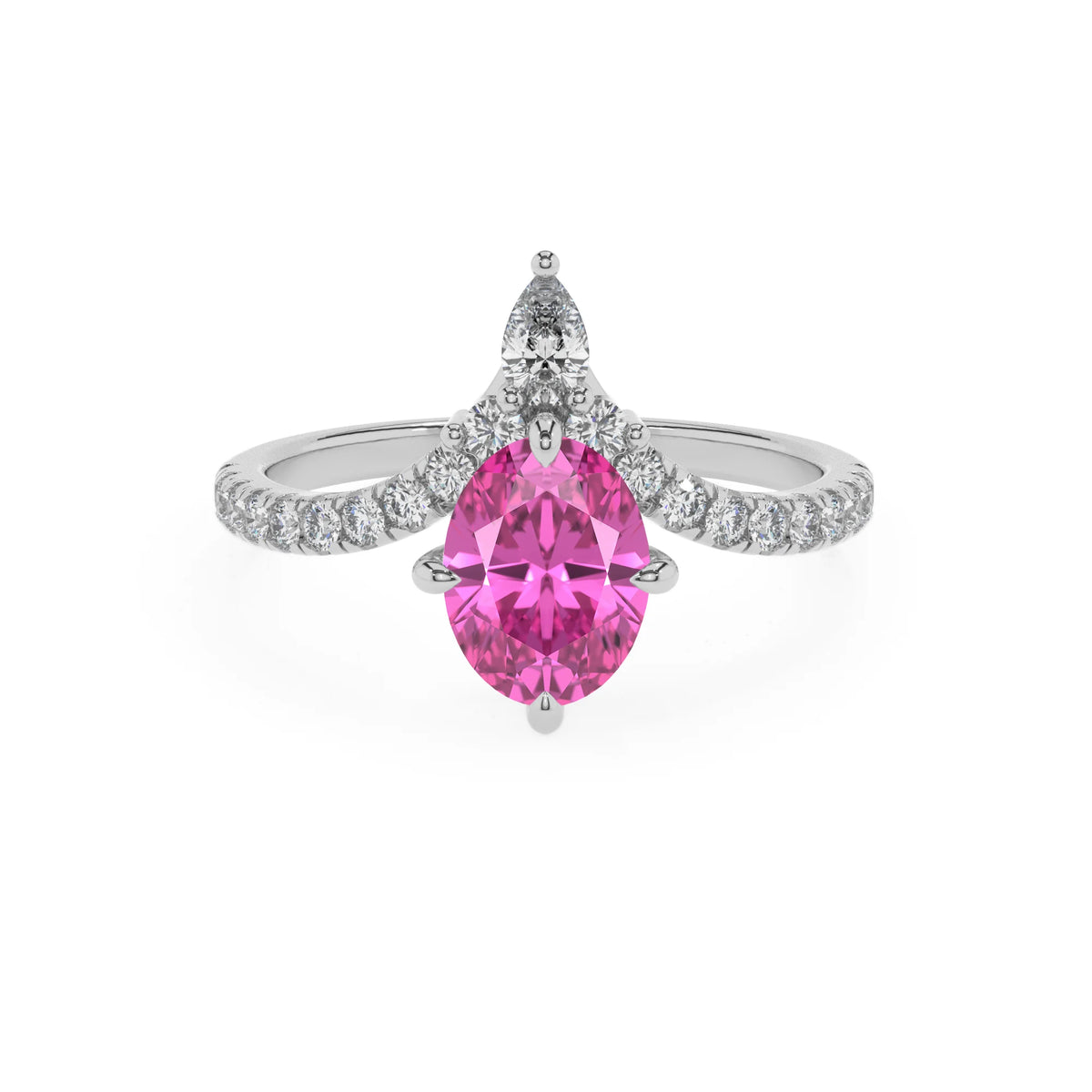 lab grown pink-sapphire oval solitaire rings in platinum 