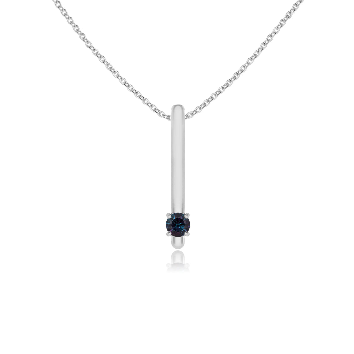 lab grown alexandrite round bar necklaces in platinum 