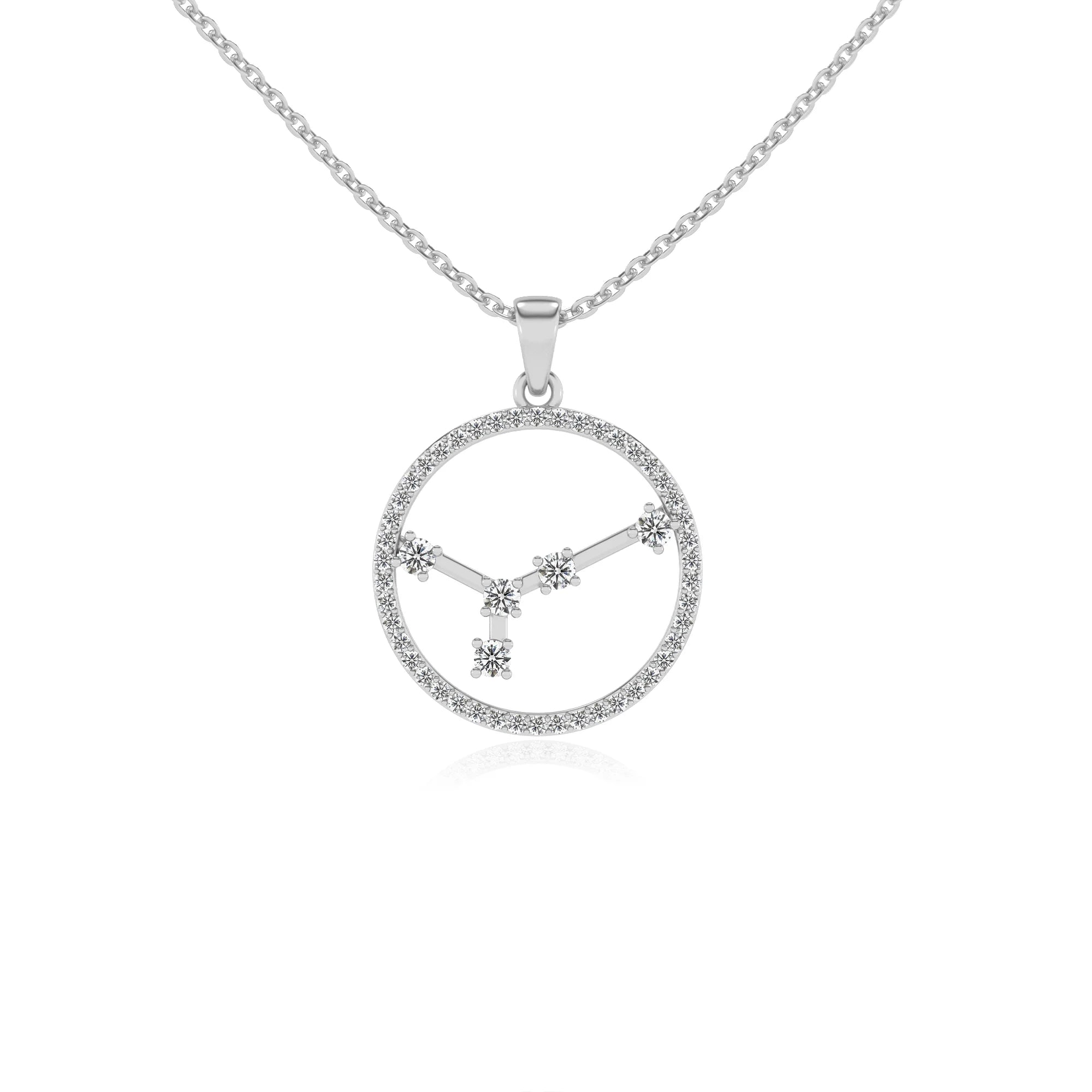 lab grown moissanite round necklaces in white gold 