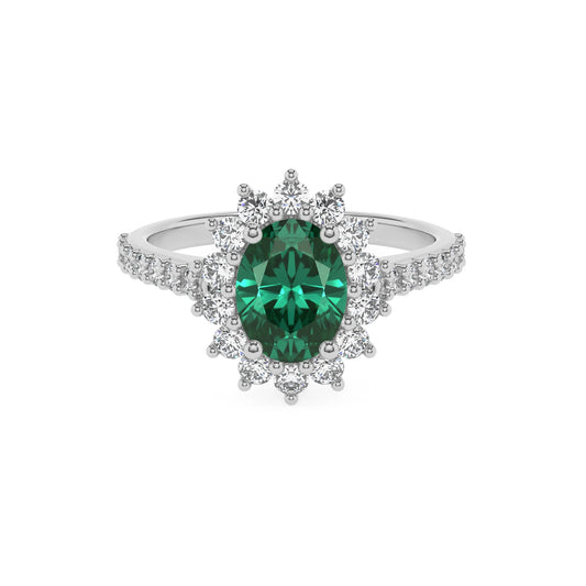 lab grown emerald oval solitaire rings in sterling silver 