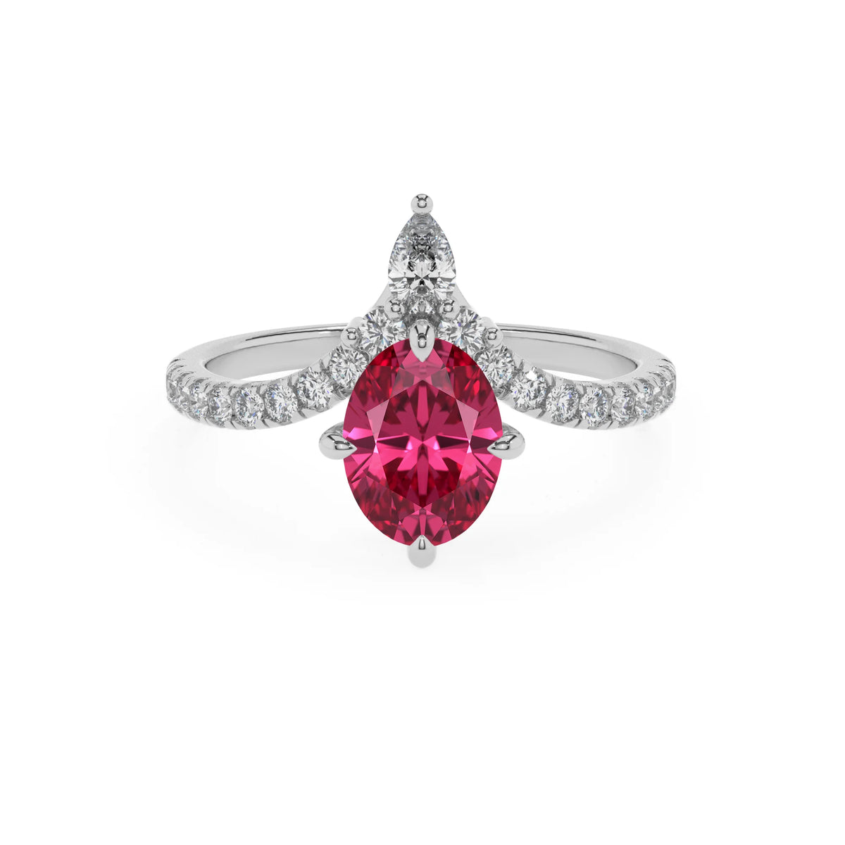 lab grown pink-tourmaline oval solitaire rings in platinum 