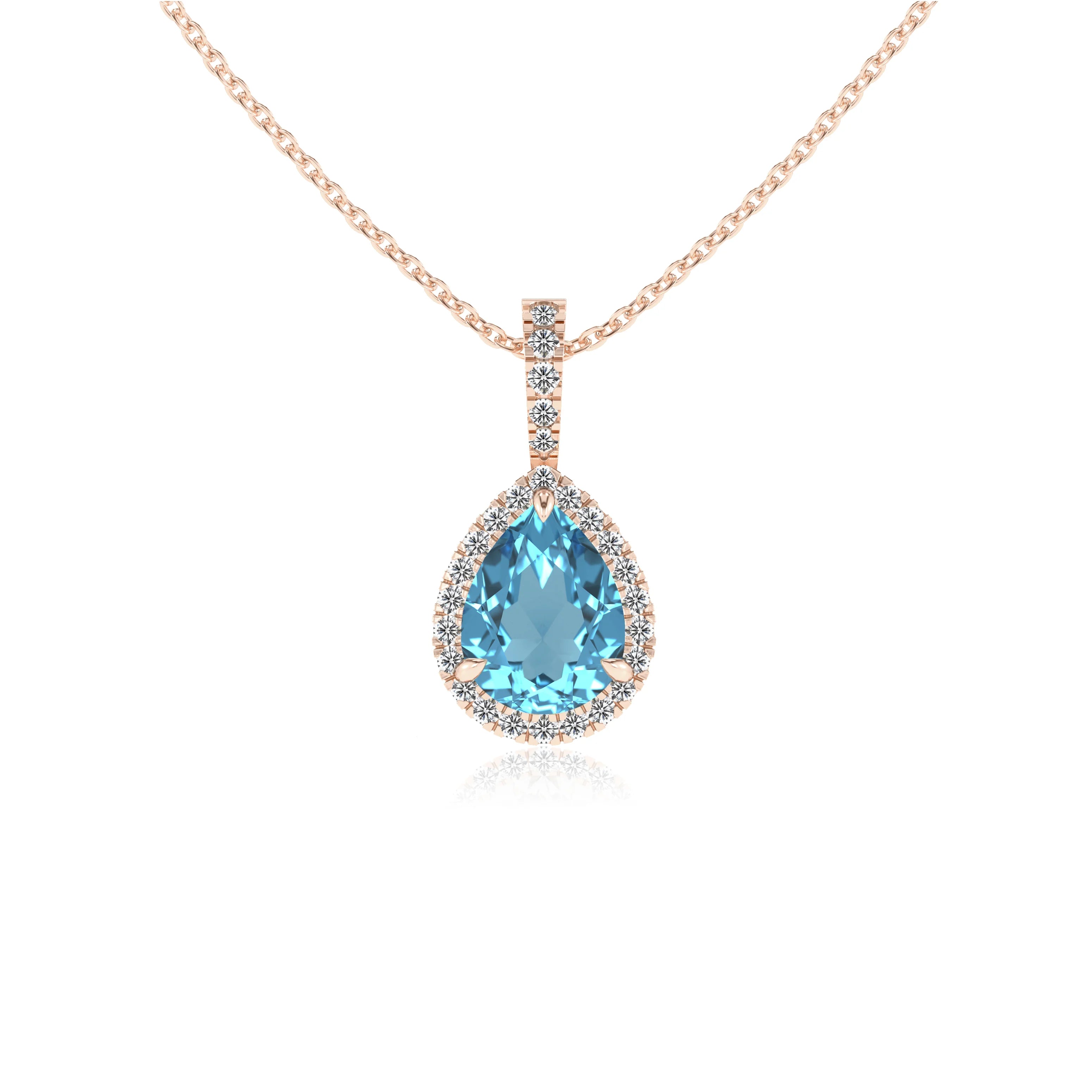 natural swiss-blue-topaz pear solitaire necklaces in rose gold 